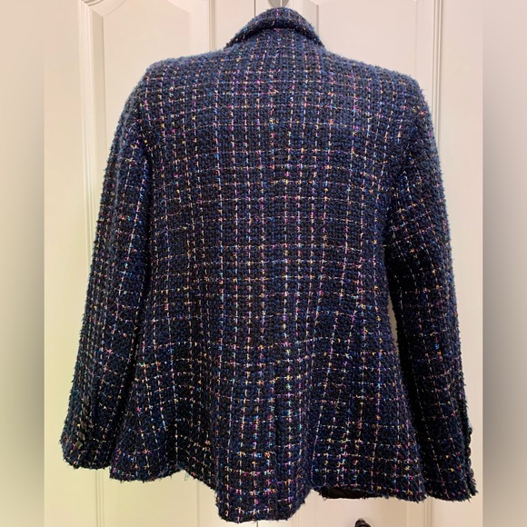 NWOT House of Harlow Double Breasted Button Blue Tweed Blazer Jacket Sz. Small - Picture 13 of 16